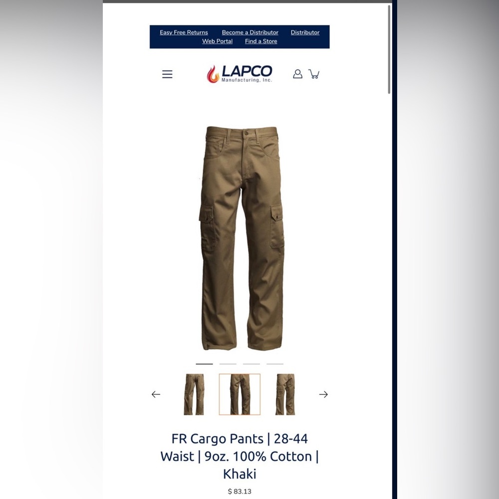 FR CARGO PANTS KHAKI 28-44
